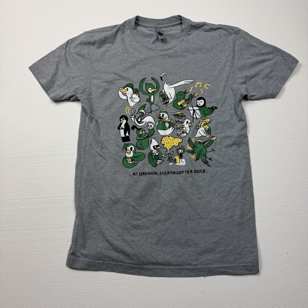 Oregon Ducks T-shirt Adult Small Gray Short Sleeve EUC Everybody Is A Duck